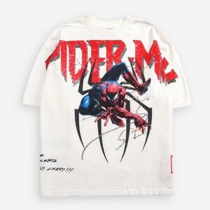 CIVIL REGIME X SPIDERMAN WEBS 199X OVERSIZED TEE IN VINTAGE WHITE - SIZE LARGE